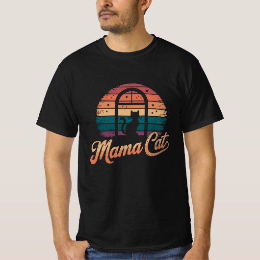 レトロママキャットマザーズデイティー Tシャツ (正面)