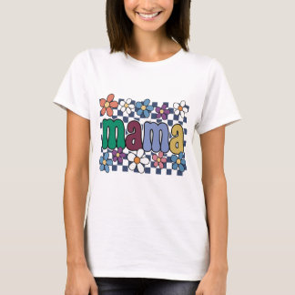 レトロママシャツPNGグルーヴィーフローラルサブリメーション Tシャツ