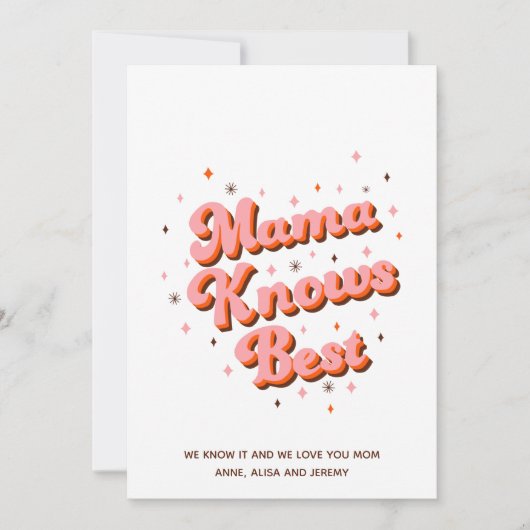 レトロママナ最高のーナウズピンクブラウン70sレタリング シーズンカード (正面)