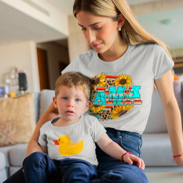レトロママフラワグラフィックカジュアル Tシャツ
