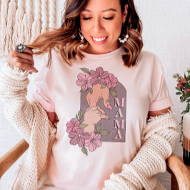レトロマママママザーズデイホールディングハンズフローラ Tシャツ