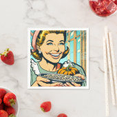 レトロママ保持プレートのハロウィンカボチャ種子 スタンダードカクテルナプキン (インサイチュ)