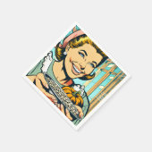 レトロママ保持プレートのハロウィンカボチャ種子 スタンダードカクテルナプキン (角)