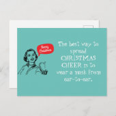 レトロママ衣服マスクスプレッドクリスマス応援 ポストカード (正面/裏面)