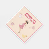 レトロマムブルネットベビーシャワーパーティー スタンダードランチョンナプキン (角)