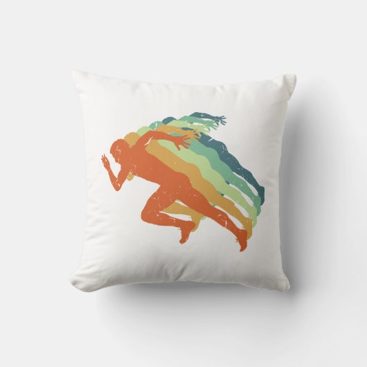 レトロマラソンランニングランナー選手のスポーツファン クッション (正面)