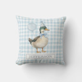レトロマラードダックベビーブルーバルーンボーイ子供部屋 クッション (正面)