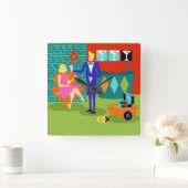 レトロマルチニカップルアクリル壁時計 スクエア壁時計 (ホーム)