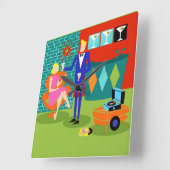 レトロマルチニカップルアクリル壁時計 スクエア壁時計 (傾斜)