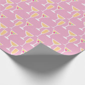 レトロマルティーニカクテルフルートグラスフェスティバルピンク ラッピングペーパー (角)