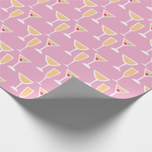 レトロマルティーニカクテルフルートグラスフェスティバルピンク ラッピングペーパー (角)