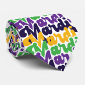 レトロマルディグラカラフルス文字タイポグラフィトレンディー ネクタイ (ロール)