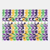 レトロマルディグラカラフルス文字タイポグラフィトレンディー ラッピングペーパーシート (正面2)