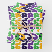 レトロマルディグラカラフルス文字タイポグラフィトレンディー ラッピングペーパーシート (インサイチュ)