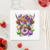 レトロマルディグラスハイランドカウズ スタンダードランチョンナプキン (インサイチュ)