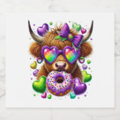 レトロマルディグラスハイランドカウズ スパークリングワインラベル (シングルラベル)