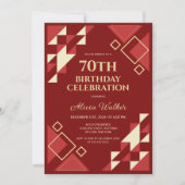 レトロマルーンベージュトライアングルジオメトリック誕生日 招待状 (正面)