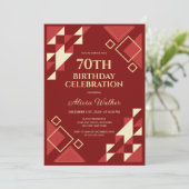 レトロマルーンベージュトライアングルジオメトリック誕生日 招待状 (スタンド正面)