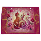 レトロマルーン猫 –  ラージペーパーバッグ (正面)