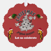 レトロマンガのクリスマスの楽しい季節 オーナメントカード (裏面)