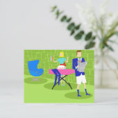 レトロマンガカップルアットホームポストカード ポストカード (スタンド正面)