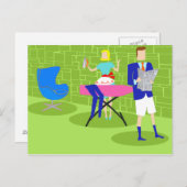 レトロマンガカップルアットホームポストカード ポストカード (正面/裏面)