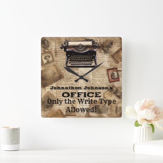 レトロマンケおもしろいーブヴィンテージタイプライター壁時計 スクエア壁時計 (ホーム)