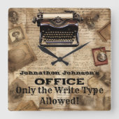 レトロマンケおもしろいーブヴィンテージタイプライター壁時計 スクエア壁時計 (正面)