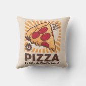 レトロマンケイブヴィンテージフリーおいしいピザ クッション (裏面)