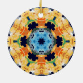 レトロマンダライエローブルーとオレンジ セラミックオーナメント (裏面)