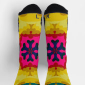 レトロマンダライエローブルーとピンク ソックス (上部)