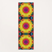 レトロマンダライエローブルーとピンク ヨガマット (正面)