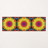 レトロマンダライエローブルーとピンク ヨガマット (正面(横))