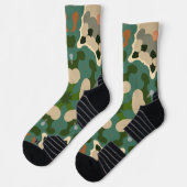 レトロマンダラグリーンブラウンとオレンジ ソックス (左)