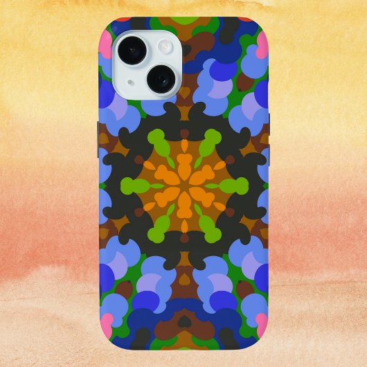 レトロマンダラグリーンブルーとピンク Case-Mate iPhoneケース