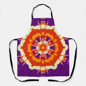 レトロマンダラパープルレッドとオレンジ エプロン (正面)
