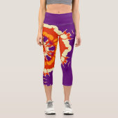 レトロマンダラパープルレッドとオレンジ カプリレギンス (正面)