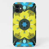 レトロマンダラフラワーイエローアンドブルー Case-Mate iPhoneケース (裏面)