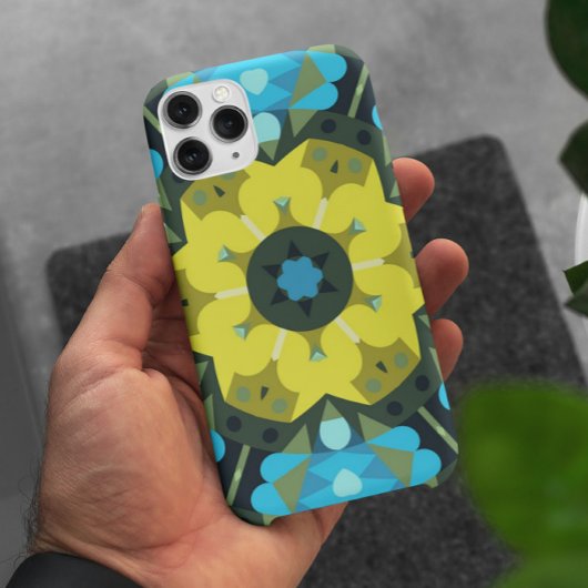 レトロマンダラフラワーイエローアンドブルー Case-Mate iPhoneケース