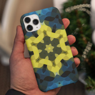 レトロマンダラフラワーイエローアンドブルー iPhone 11 ケース