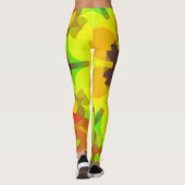 レトロマンダラフラワーイエローオレンジとグリーン レギンス (裏面)