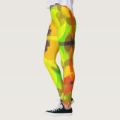 レトロマンダラフラワーイエローオレンジとグリーン レギンス (左)