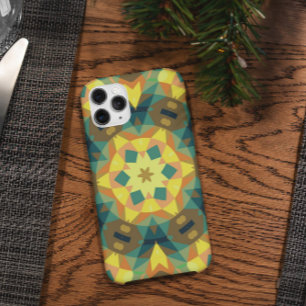 レトロマンダラフラワーイエローグリーンとオレンジ iPhone 11 ケース