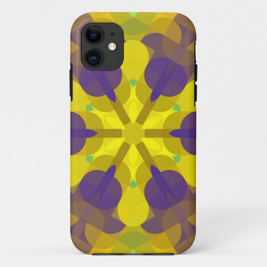 レトロマンダラフラワーイエローパープルとグリーン Case-Mate iPhoneケース (裏面)