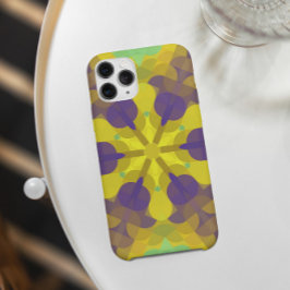 レトロマンダラフラワーイエローパープルとグリーン iPhone 11 ケース