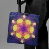 レトロマンダラフラワーイエローピンクとパープル トートバッグ