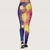 レトロマンダラフラワーイエローピンクとパープル レギンス (裏面)