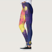 レトロマンダラフラワーイエローピンクとパープル レギンス (左)