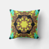 レトロマンダラフラワーイエローブルーとグリーン クッション (裏面)