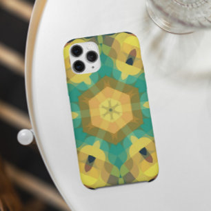 レトロマンダラフラワーイエローブルーとグリーン iPhone 11 ケース
